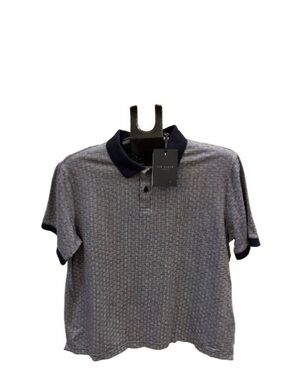 Ted Baker Grey Textured Polo with Navy Trim